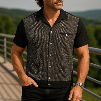Emilio | Men'S Summer Fashion Textured Fabric Short Sleeve Shirt