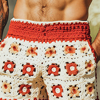 Liam | Men'S Summer Fashion Casual Hollow Crochet Flower Knitted Elastic Waist Shorts