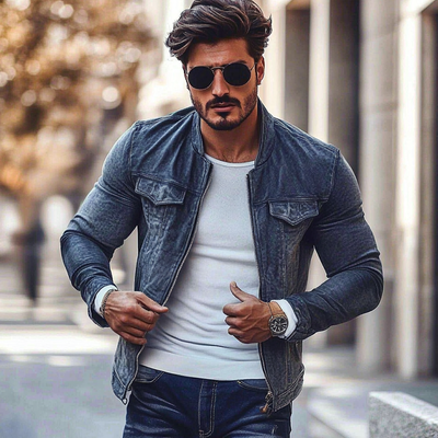 Jonathan | Men'S Stylish Motorcycle Washed Stand Collar Zipper Denim Jacket