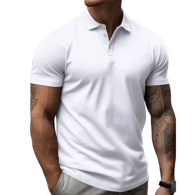 Men's Solid SliLapel Short Sleeve Casal Polo Shirt