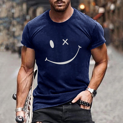 Men's Vine Smiley Print Rond Neck Short Sleeve T-Shirt