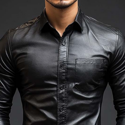 Men's Classic Casal SliFit Leather Long Sleeve Shirt