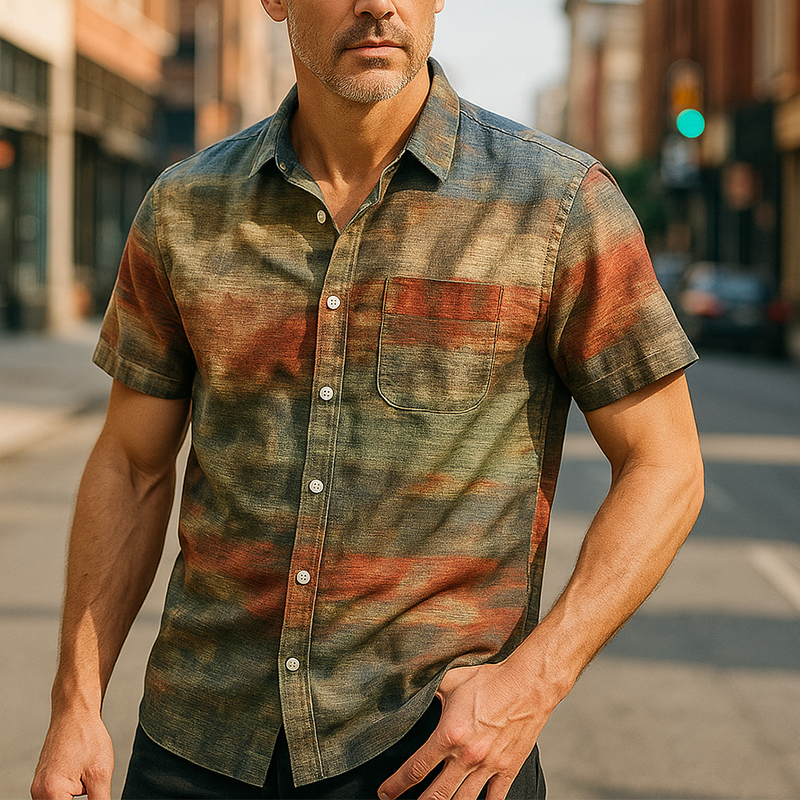 Jerome | Men'S Summer Fashion Printed Polyester Blended Short Sleeve Shirt