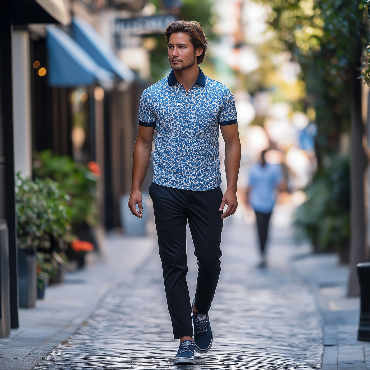 Lloyd | Men'S Summer Fashion Printed Blended Short Sleeve Polo Shirt