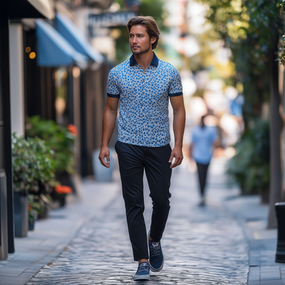 Lloyd | Men'S Summer Fashion Printed Blended Short Sleeve Polo Shirt