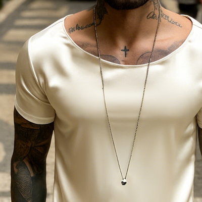 Charles | Men'S Retro Casual Satin Round Neck Elastic Short Sleeve T-Shirt