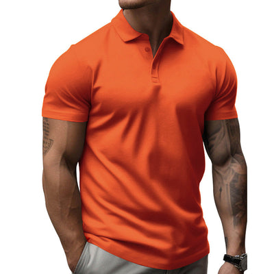 Men's Solid SliLapel Short Sleeve Casal Polo Shirt