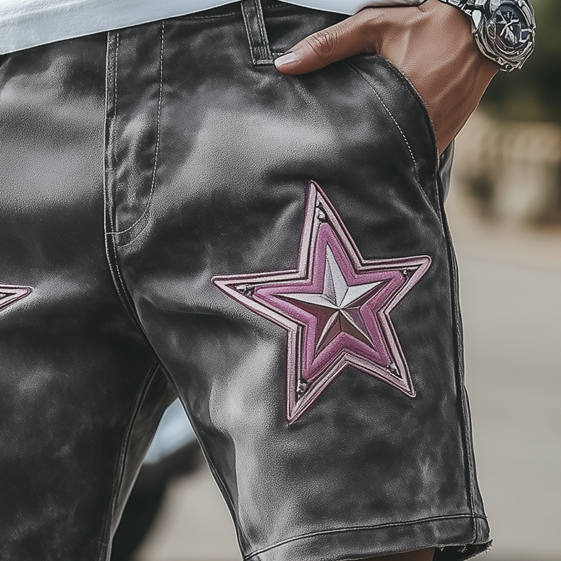 Fabian | Men'S Spring And Summer Fashion Casual Suede Embroidered Shorts