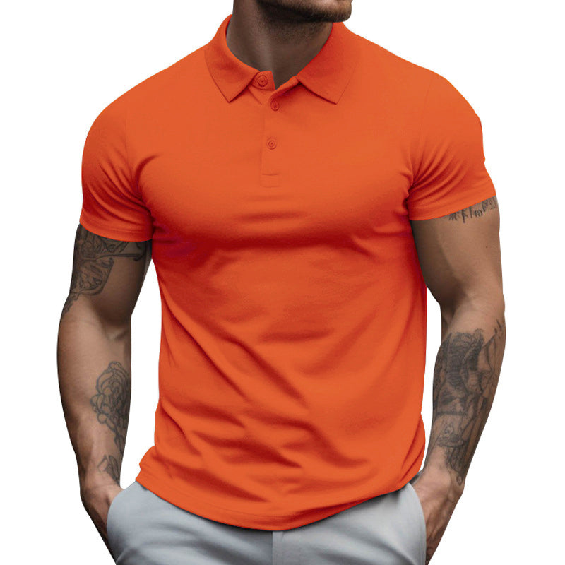Men's Solid SliLapel Short Sleeve Casal Polo Shirt