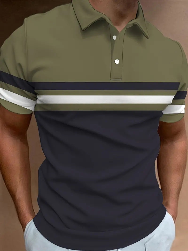 Lynn® | Casual, Trendy Striped Pattern Short-Sleeved Shirt For Men