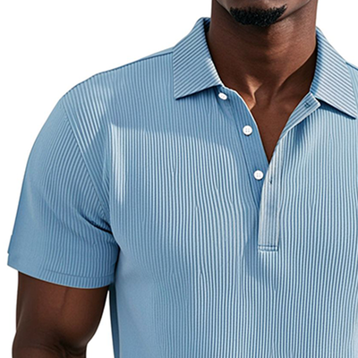 Pascual | Men'S Business Striped Texture Solid Color Short Sleeve Polo Shirt
