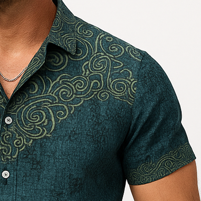 Darin | Men'S Summer Fashion Exquisite Printed Cotton Short Sleeve Shirt