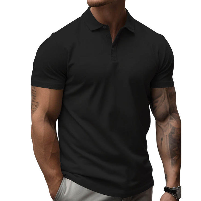 Men's Solid SliLapel Short Sleeve Casal Polo Shirt