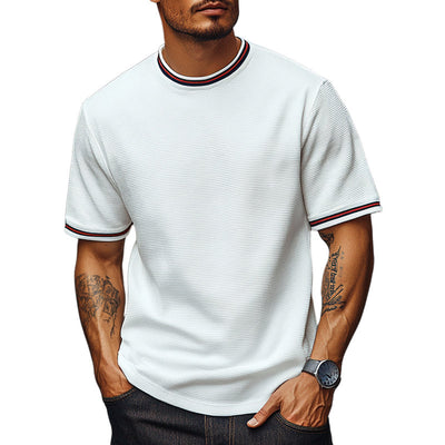 Roberto | Men'S Solid Waffle Contrast Ribbon Round Neck Short Sleeve T-Shirt