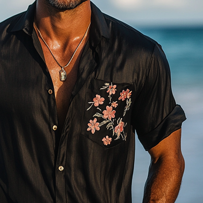 Israel | Men'S Vacation Pocket Print Lapel Short Sleeve Shirt