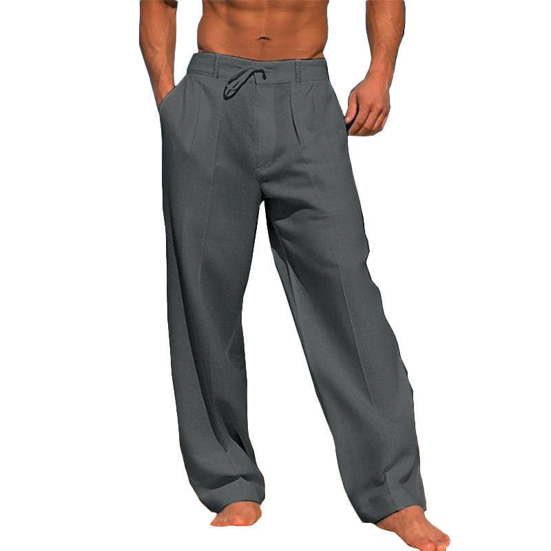 Bartram® | Men's Linen Solid Color Vacation Basic Beach Pants 61164046X