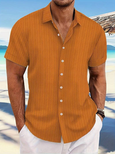 Yago® | Ribbed Short-Sleeved Blouse With Button Placket