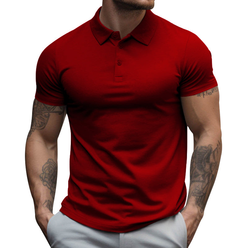 Men's Solid SliLapel Short Sleeve Casal Polo Shirt