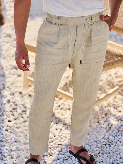 Joshua | Wide-leg linen pants with drawstring
