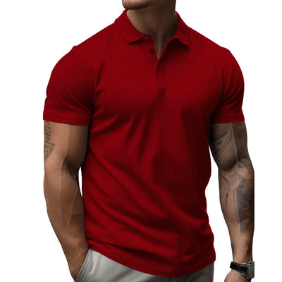 Men's Solid SliLapel Short Sleeve Casal Polo Shirt