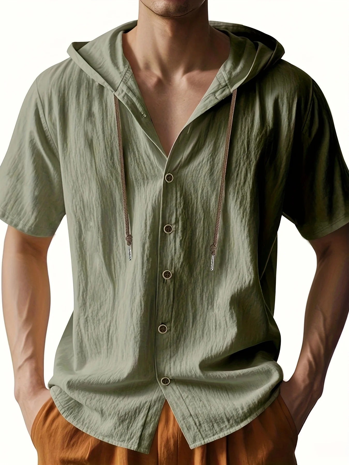 Penn | Lightweight linen shirt with short sleeves and hood