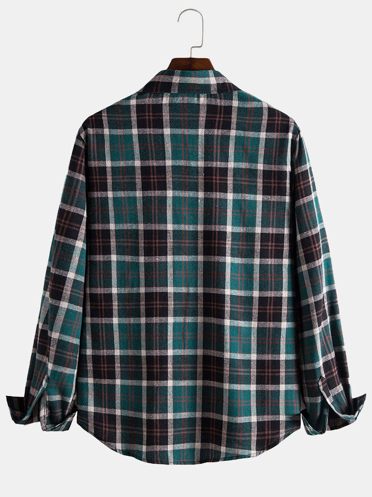 Arete® | Long Sleeve Plaid Button Through Shirt