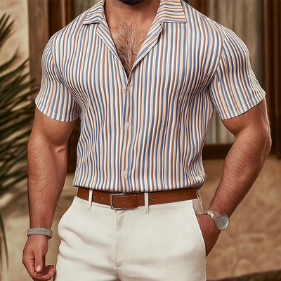 Morton | Men'S Summer Fashion Striped Knitted Short Sleeve Shirt