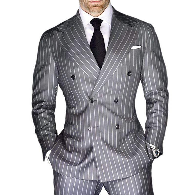 Arthur | Men'S Retro Casual Stripe Print Double Breasted Blazer