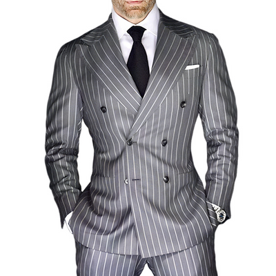 Arthur | Men'S Retro Casual Stripe Print Double Breasted Blazer