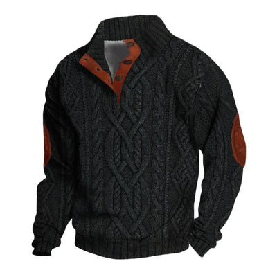 Men's Vine Stand Collarnitted Cable Sweater