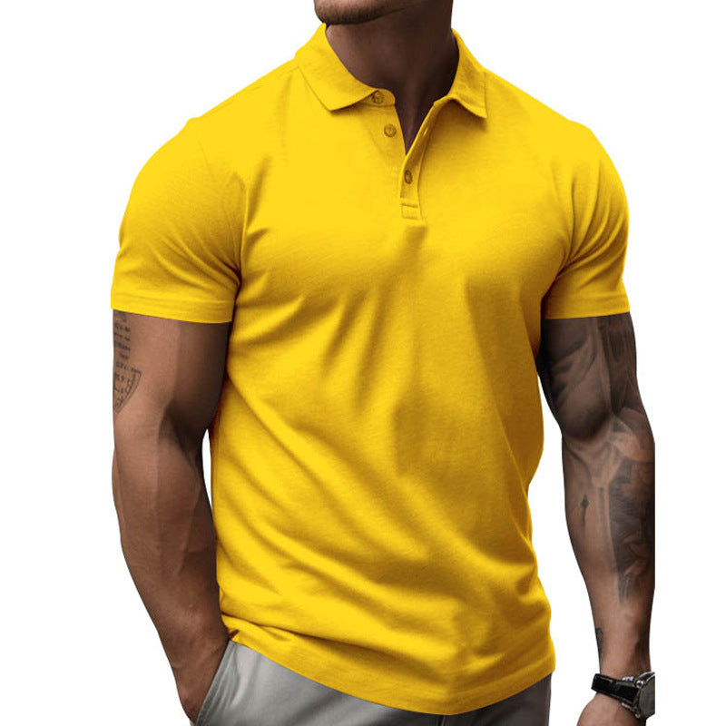 Men's Solid SliLapel Short Sleeve Casal Polo Shirt