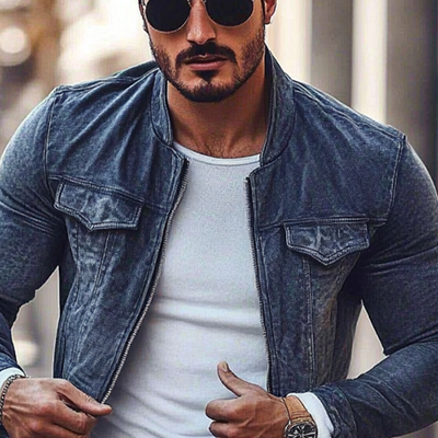 Jonathan | Men'S Stylish Motorcycle Washed Stand Collar Zipper Denim Jacket