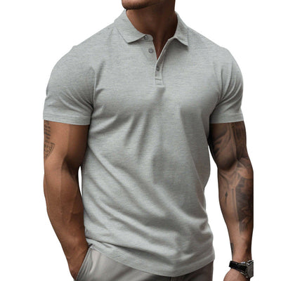 Men's Solid SliLapel Short Sleeve Casal Polo Shirt