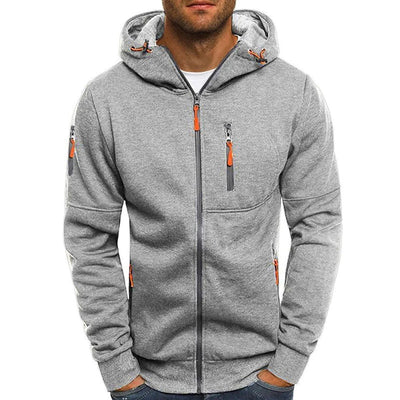 Men's Casual Cotton Blend Zipper Hooded Slim Fit Sports Jacket