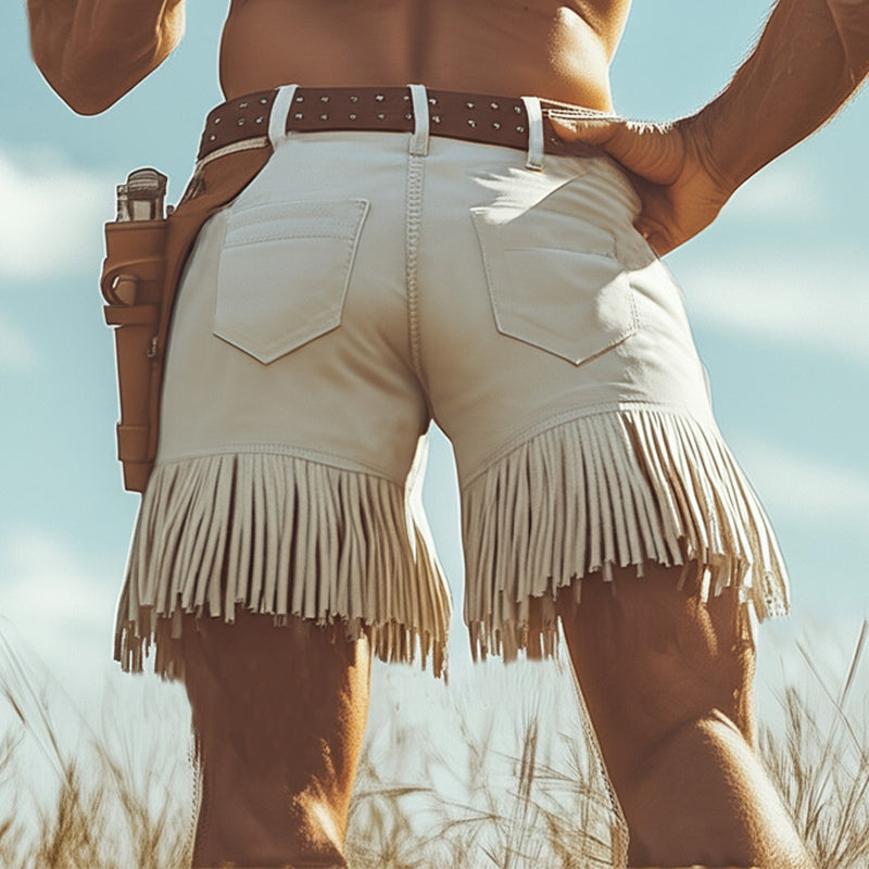Men's Smmer Western DeniStyle Fringe Shorts