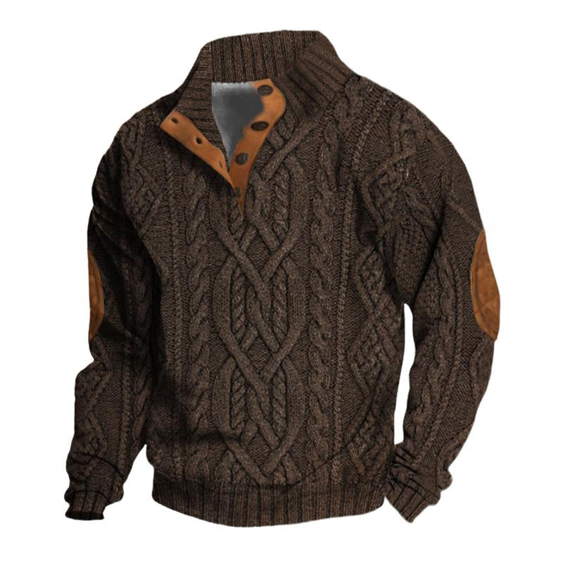 Men's Vine Stand Collarnitted Cable Sweater