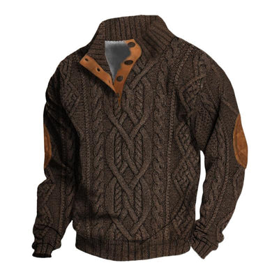 Men's Vine Stand Collarnitted Cable Sweater