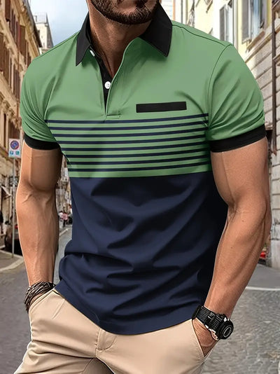 Dale® | Striped Casual Color Block Short Sleeve Shirt