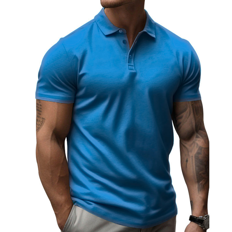 Men's Solid SliLapel Short Sleeve Casal Polo Shirt