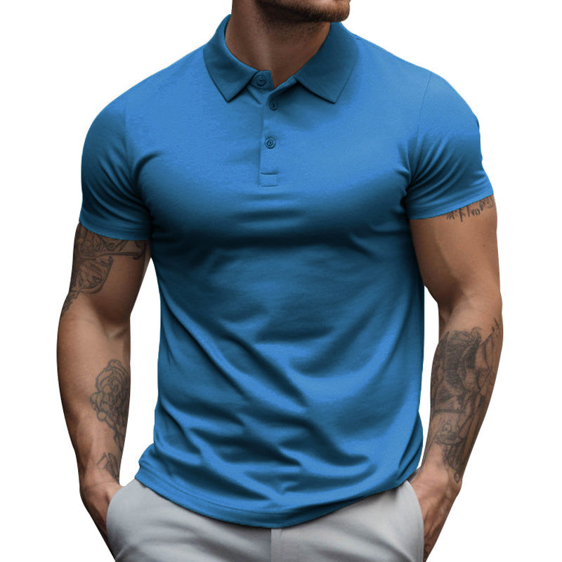 Men's Solid SliLapel Short Sleeve Casal Polo Shirt