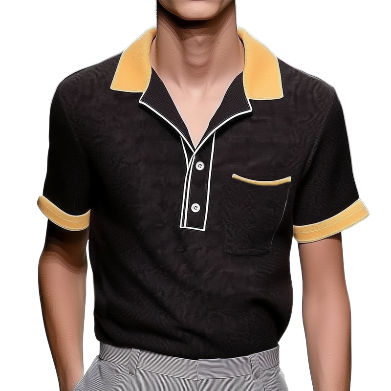 Roberto | Men'S Business Colorblock Polo Neck Short Sleeve T-Shirt