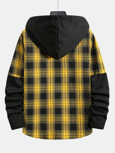 Armani® | Plaid Button Front Hooded Shirt