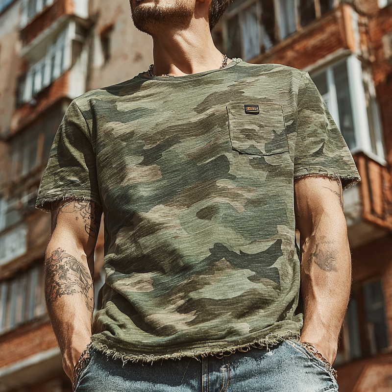 Clifton | Men'S Camouflage Print Brushed Short Sleeve Crew Neck T-Shirt