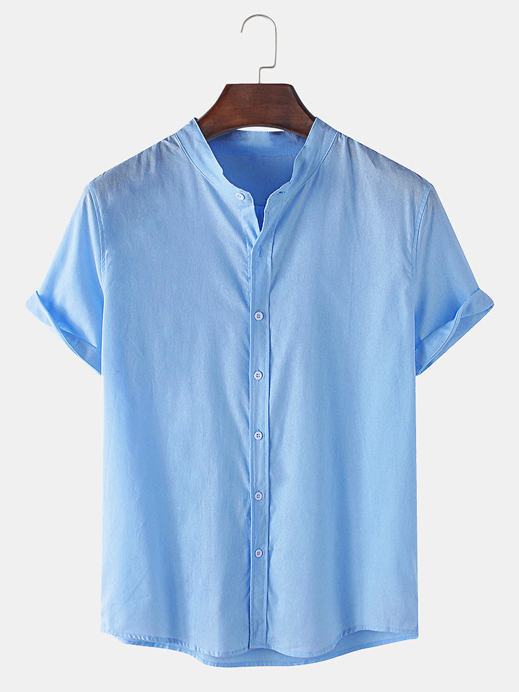 Aegidius® | Linen Look Short Sleeve Basic Shirts & Straight Leg Linen Pants