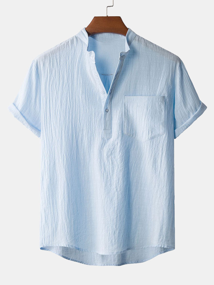 Amaan® | Henry Collar Shirt With Pocket