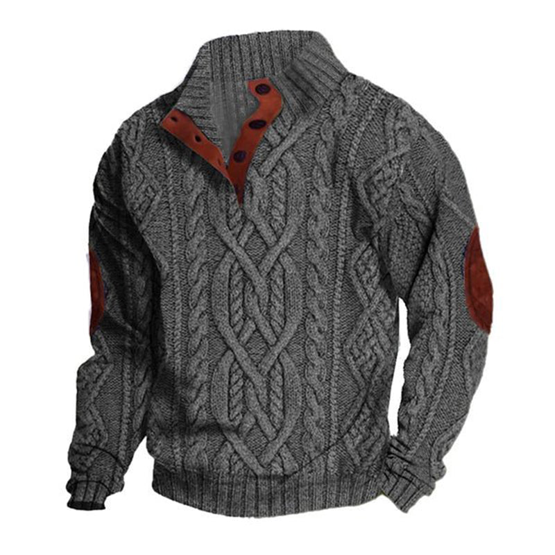 Men's Vine Stand Collarnitted Cable Sweater