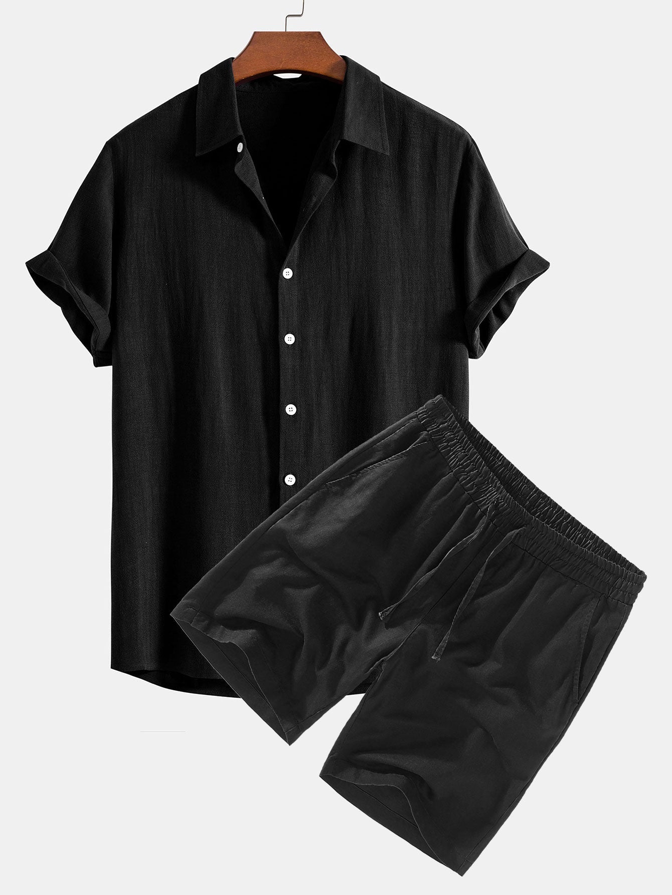 Duane® | Linen Rayon Blend Button Up Shirt & Linen Drawstring Shorts