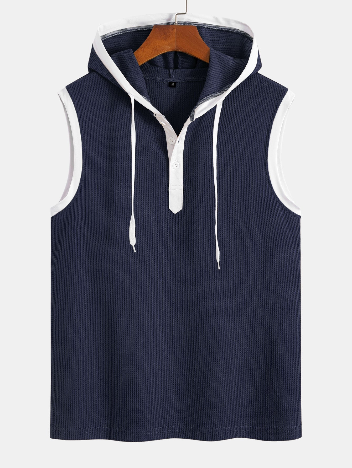 Edmundo® | Contrast Waffle Half Open Hooded Vest