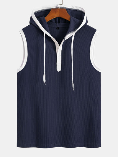 Edmundo® | Contrast Waffle Half Open Hooded Vest