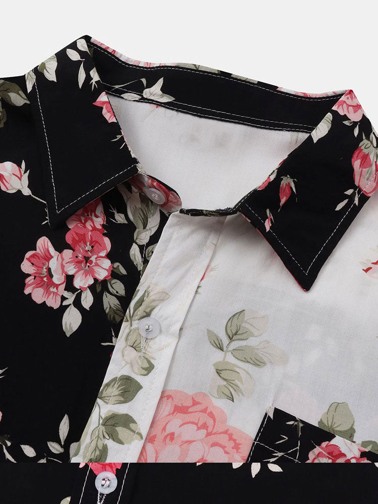 Tobias® | Two Tone Floral Print Shirt